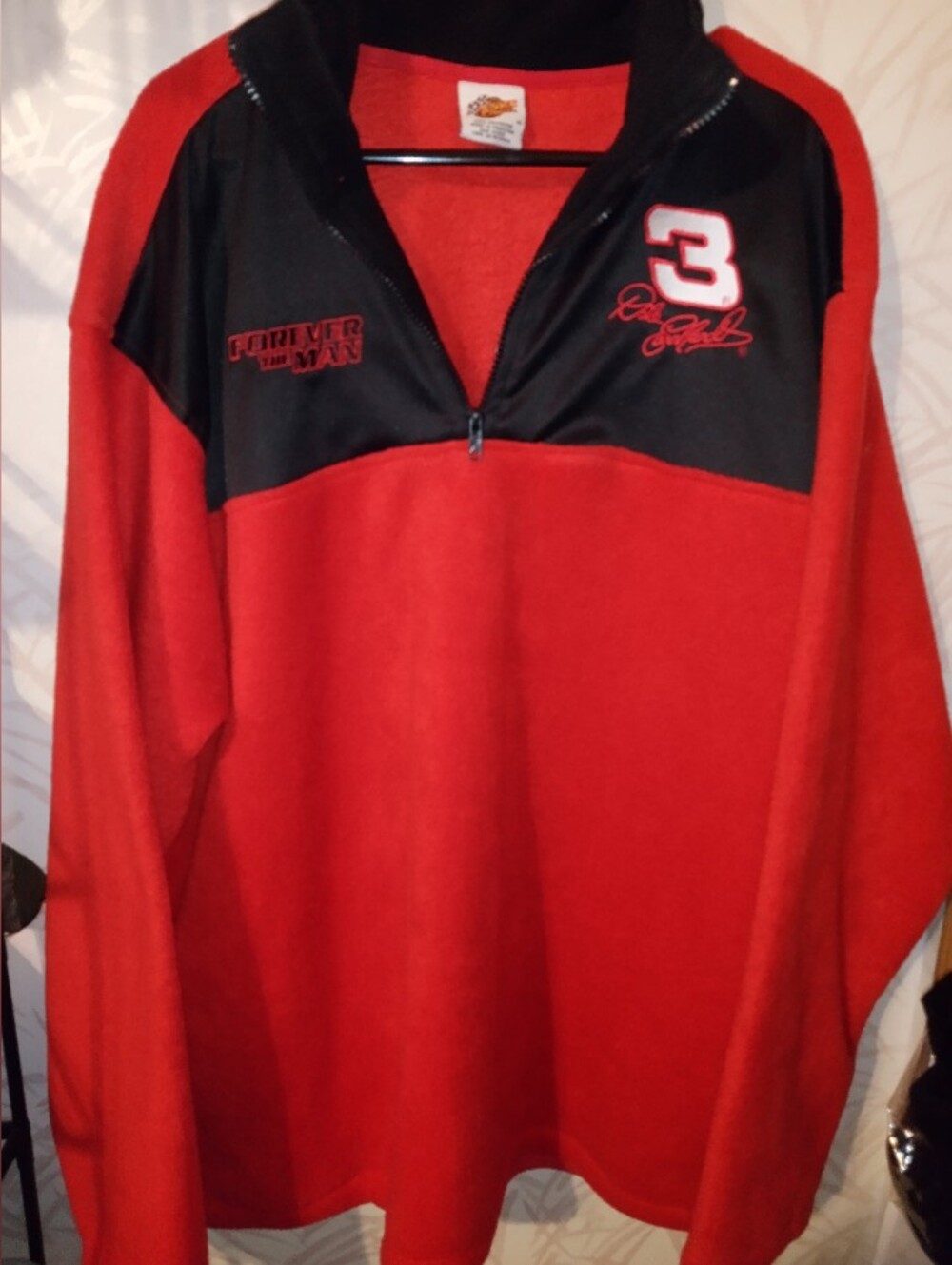 Vintage Dale Earnhardt #3 Fleeece Red and Black Quarter-Zip Pullover~XL